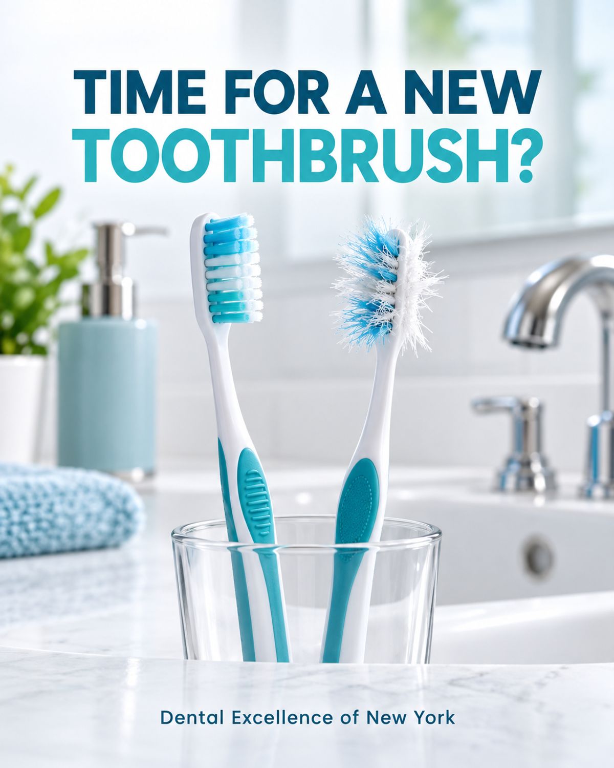 New and worn toothbrush comparison — Dental Excellence of New York