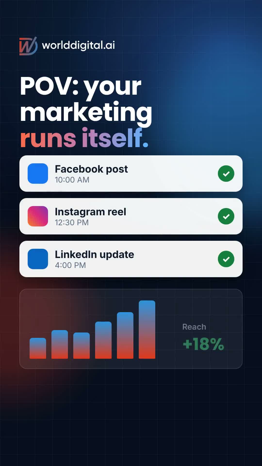 Facebook post: POV: your Facebook, Instagram and LinkedIn are all posted before your first coff